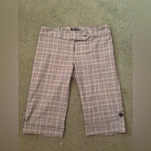 Mandee Cropped Light Grey Plaid Dress Pants